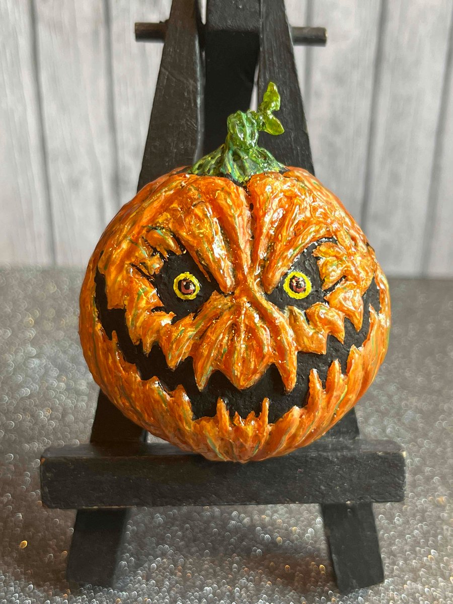 Hand painted Pumpkin Stone Halloween Decoration 