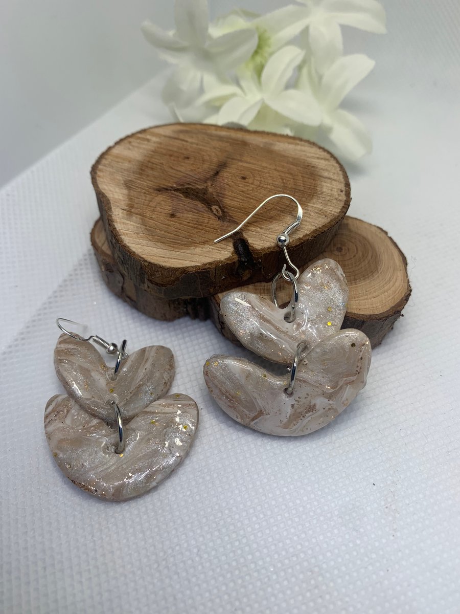 Beautiful polymer drop earrings with Sterling silver wires 522