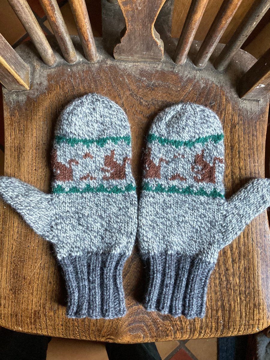 Hand knit wool mittens