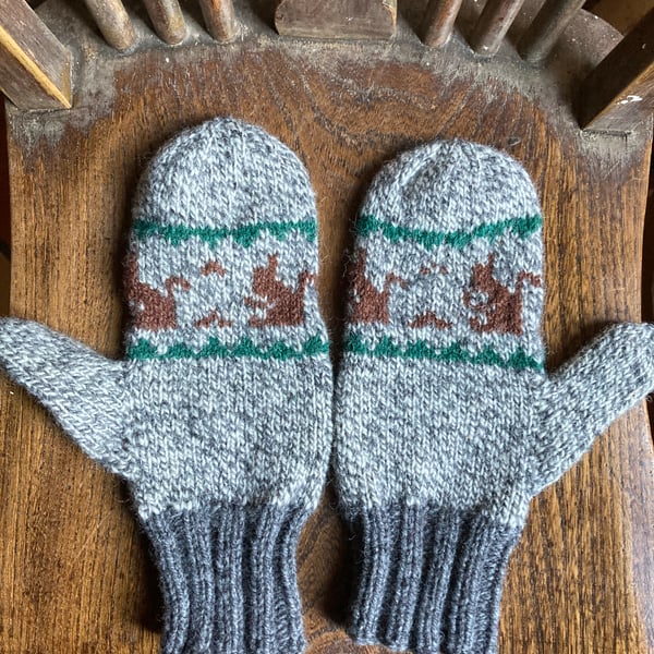 Hand knit wool mittens