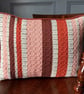 Patsy Cushion: Rust, Crocosmia & Tea Rose. Handwoven in Wales - Image 1
