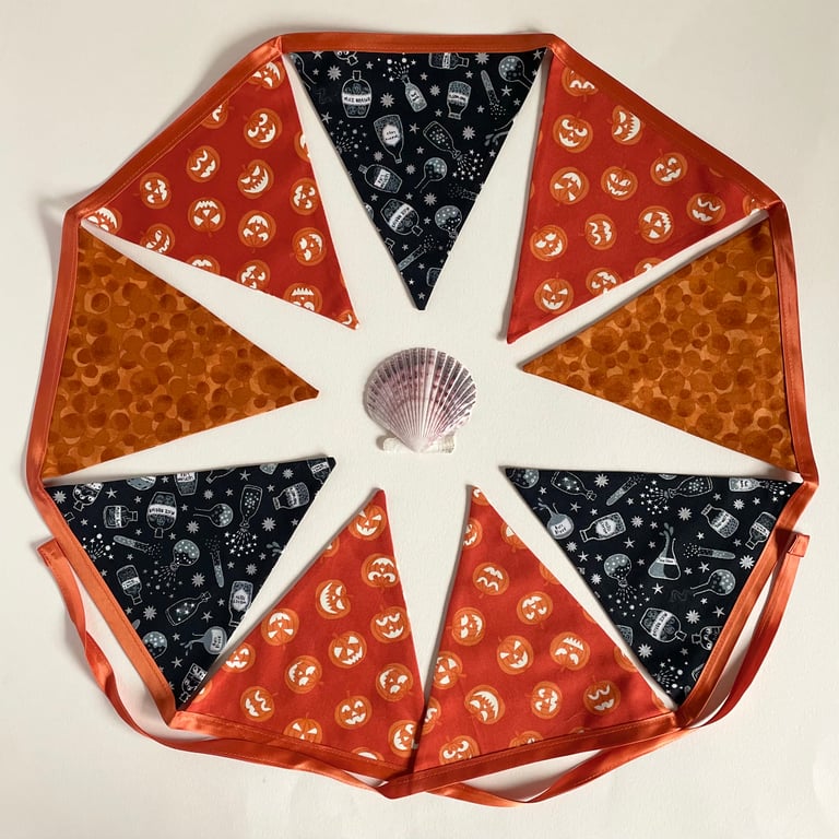 Pumpkins and potions Halloween bunting - large, reversible, glow in the dark 