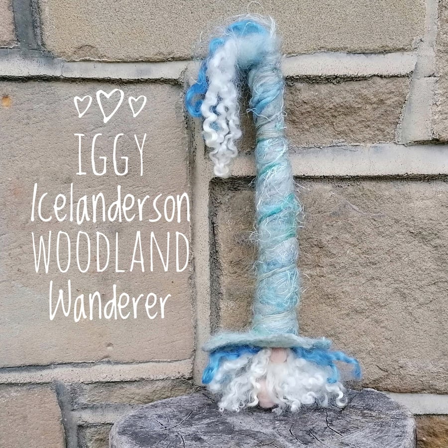 Hand felted Nordic Christmas Gnome. Iggy Icelanderson, Winter Woodland Wanderer 