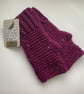 FINGERLESS MITTS , gloves '  Valley Tweed '. Merino Wool blend. Purple . - Image 2