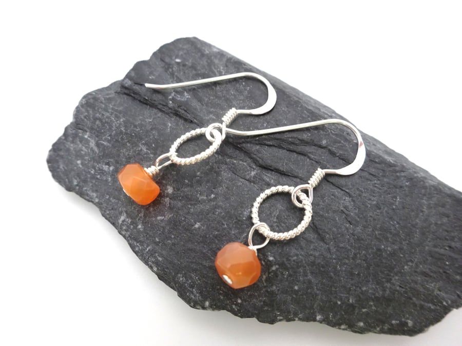 peach moonstone gemstone earrings