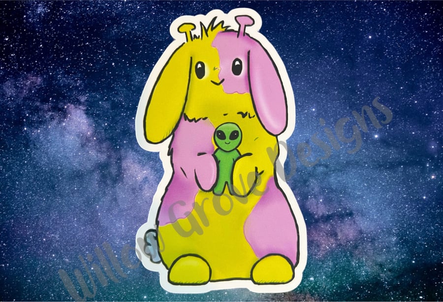 Alien bunny sticker large