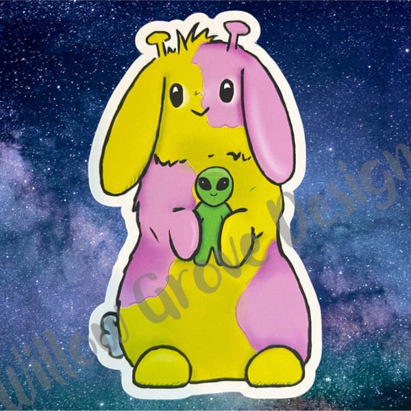 Alien bunny sticker large