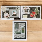 Set of Three Handmade Decoupage Christmas Cards – 3D Layered Festive Design