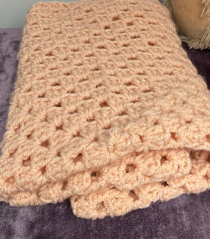 Crochet Baby Blanket Pastel Peach