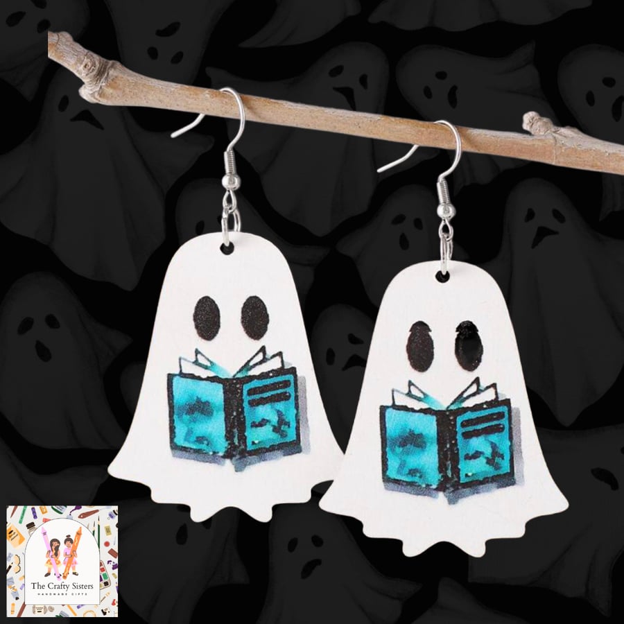 Bookish ghost earrings