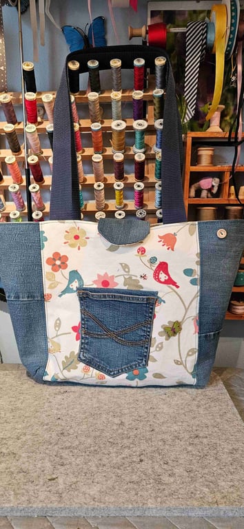 Denim shoulder bag, upcycled. SALE