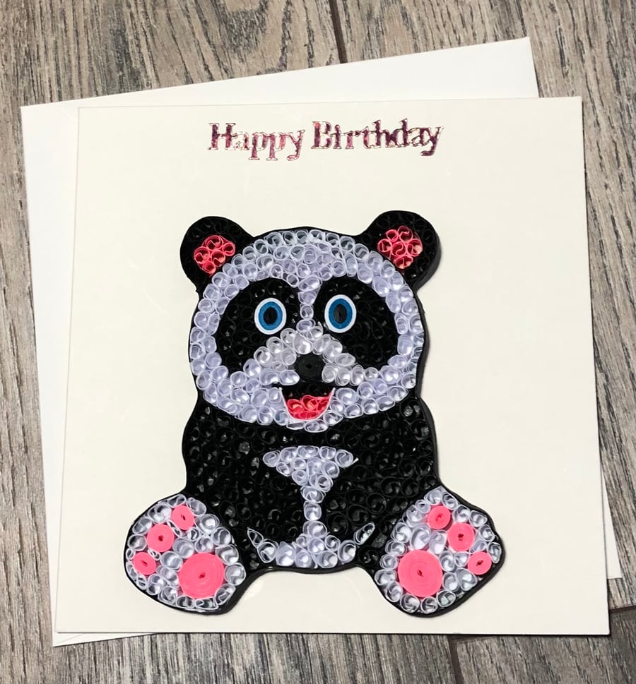 Happy birthday Panda quilled Card
