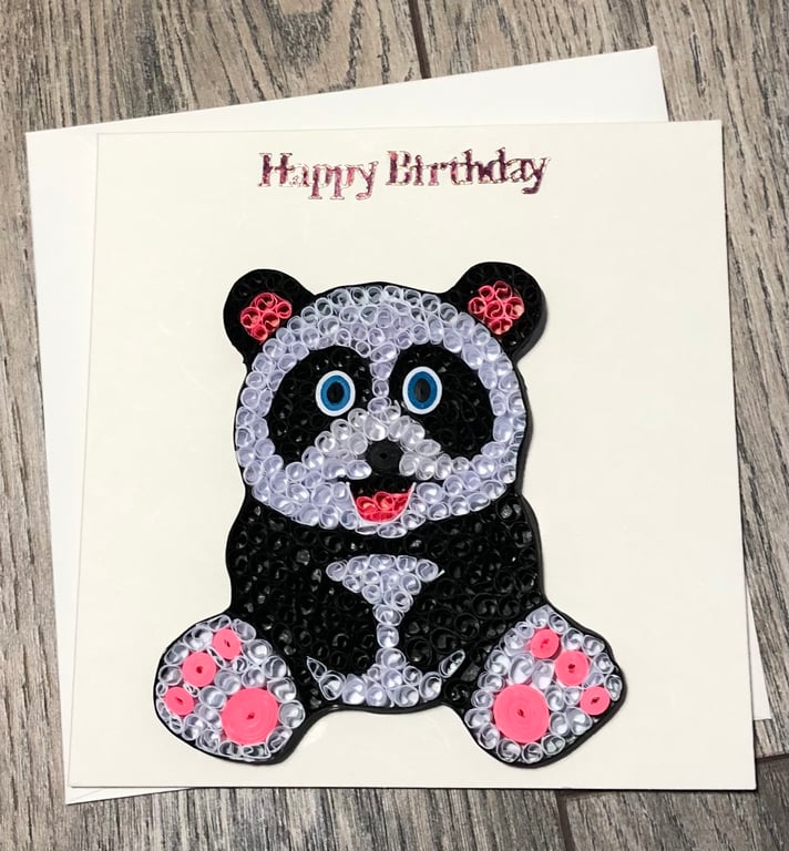 Happy birthday Panda quilled Card