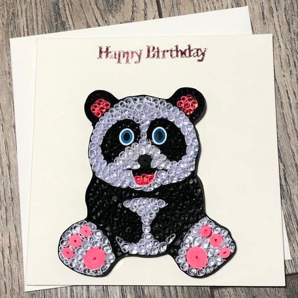 Happy birthday Panda quilled Card