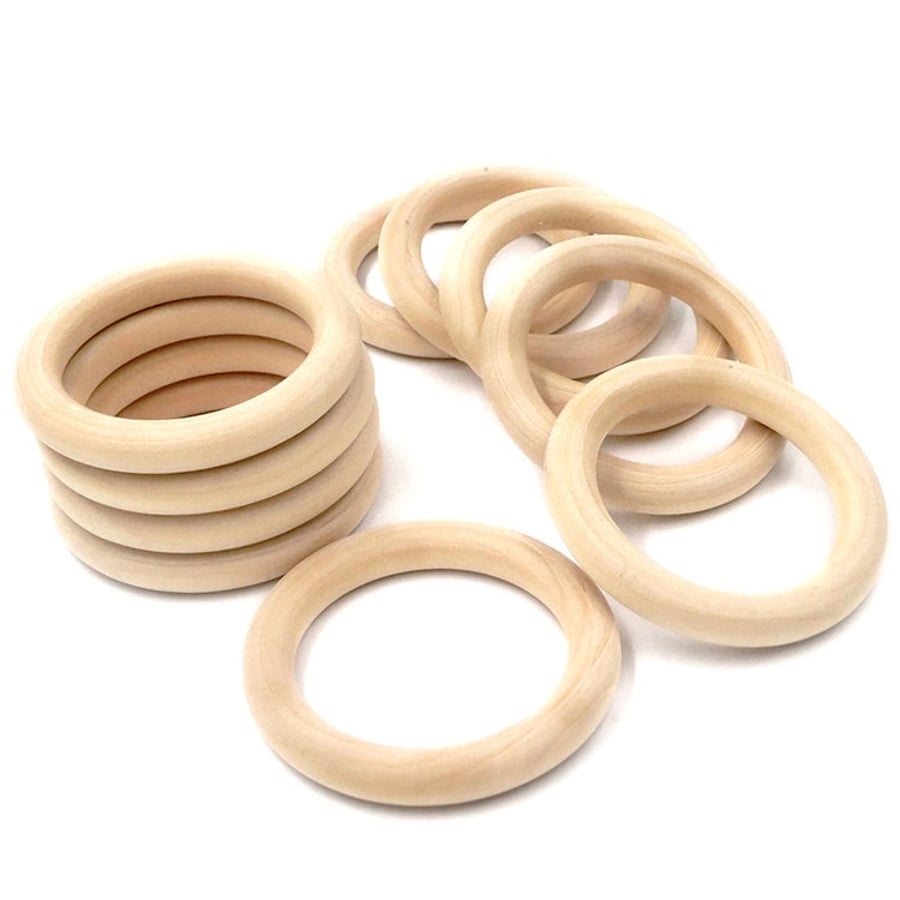 5 Beech wood rings 70mm for  peg dolls sensory toys