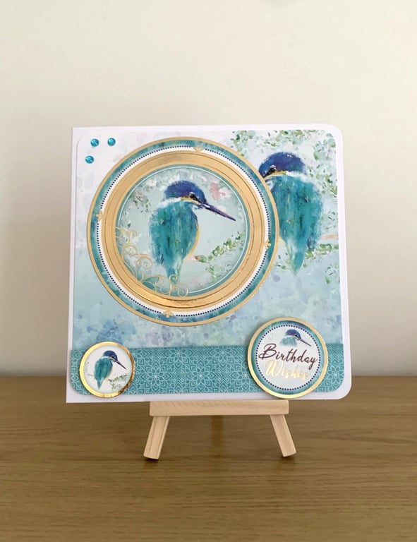 Happy Birthday Gold Foiled Kingfisher Luxury Birthday Card
