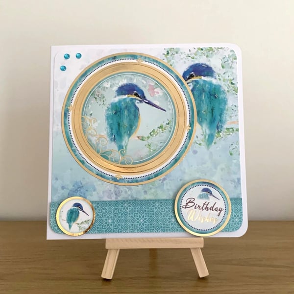 Happy Birthday Gold Foiled Kingfisher Luxury Birthday Card