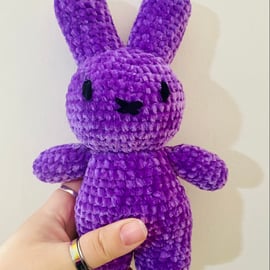 Crochet purple velvet bunny amigurumi plushie 