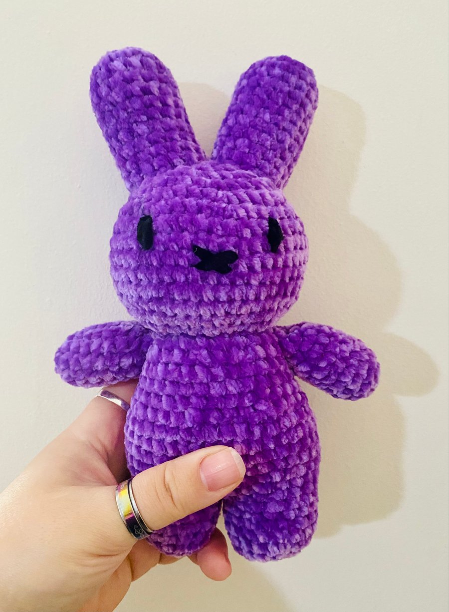 Crochet purple velvet bunny amigurumi plushie 