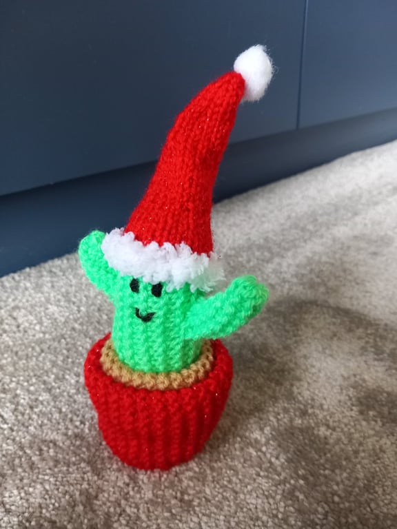Hand Knitted Christmas Cactus - Decoration