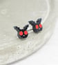 Titanium posts Mothman stud earrings - Black glitter Acrylic hypoallergenic  - Image 4