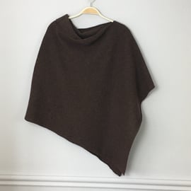 Soft Merino Lambswool Hickory Nut  Brown Wrap Poncho