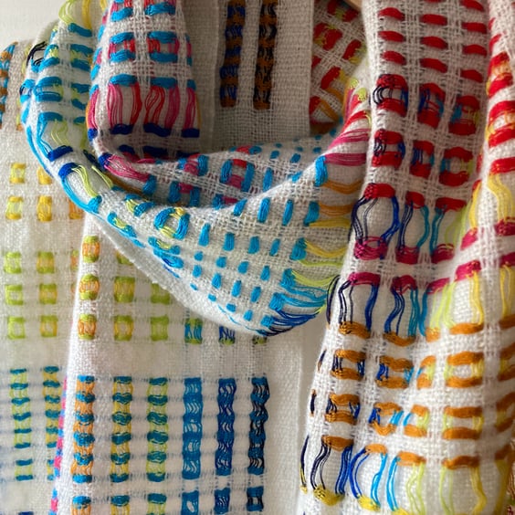Staithes Morse Code Message Handwoven Lambswool and Cotton Scarf