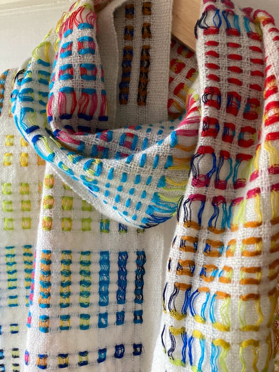 Staithes Morse Code Message Handwoven Lambswool and Cotton Scarf