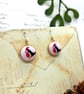 Robins wearing winter hats nostalgic festive fabric button dangle earrings - Image 3