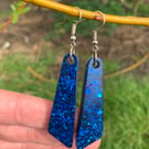 Shiny blue long earrings 