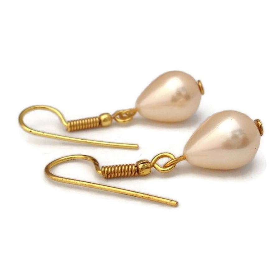 Champagne Shell Pearl Earrings