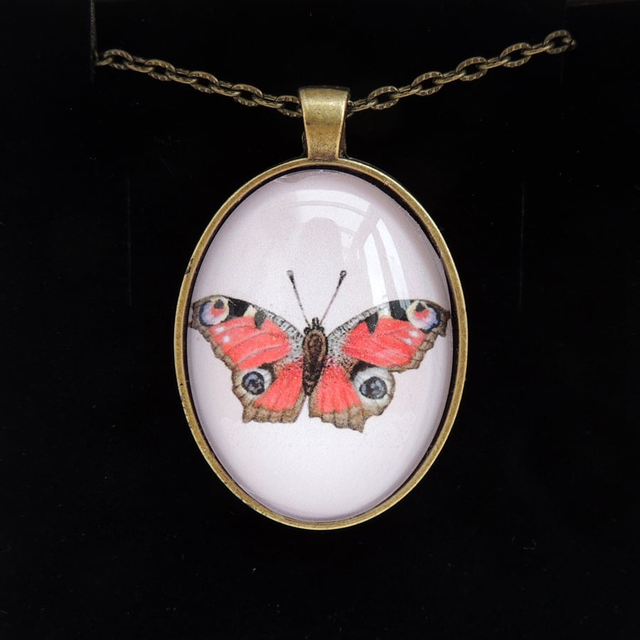 Peacock Butterfly Pendant Necklace - Simply Bronze Style