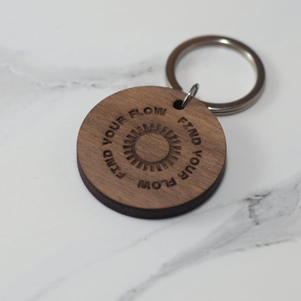 Personalised Wooden Walnut Keyring-Yoga Engraved Walnut Keyring