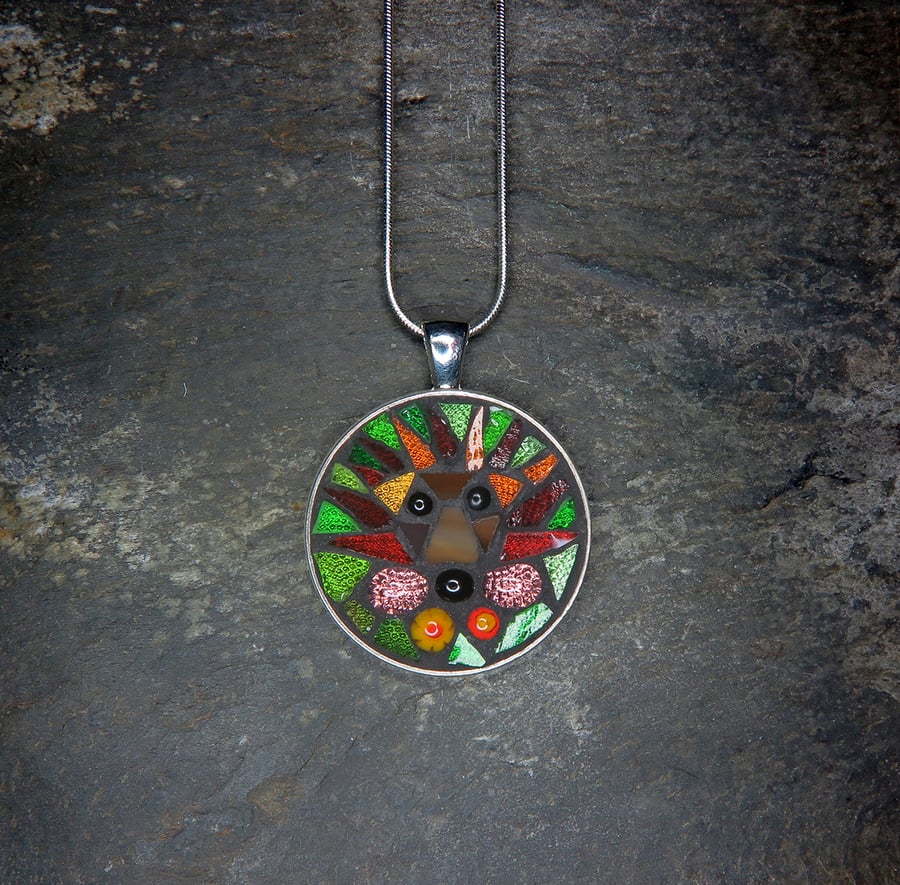 'Little Hedgehog' - Stained Glass Mosaic Pendant- SALE!