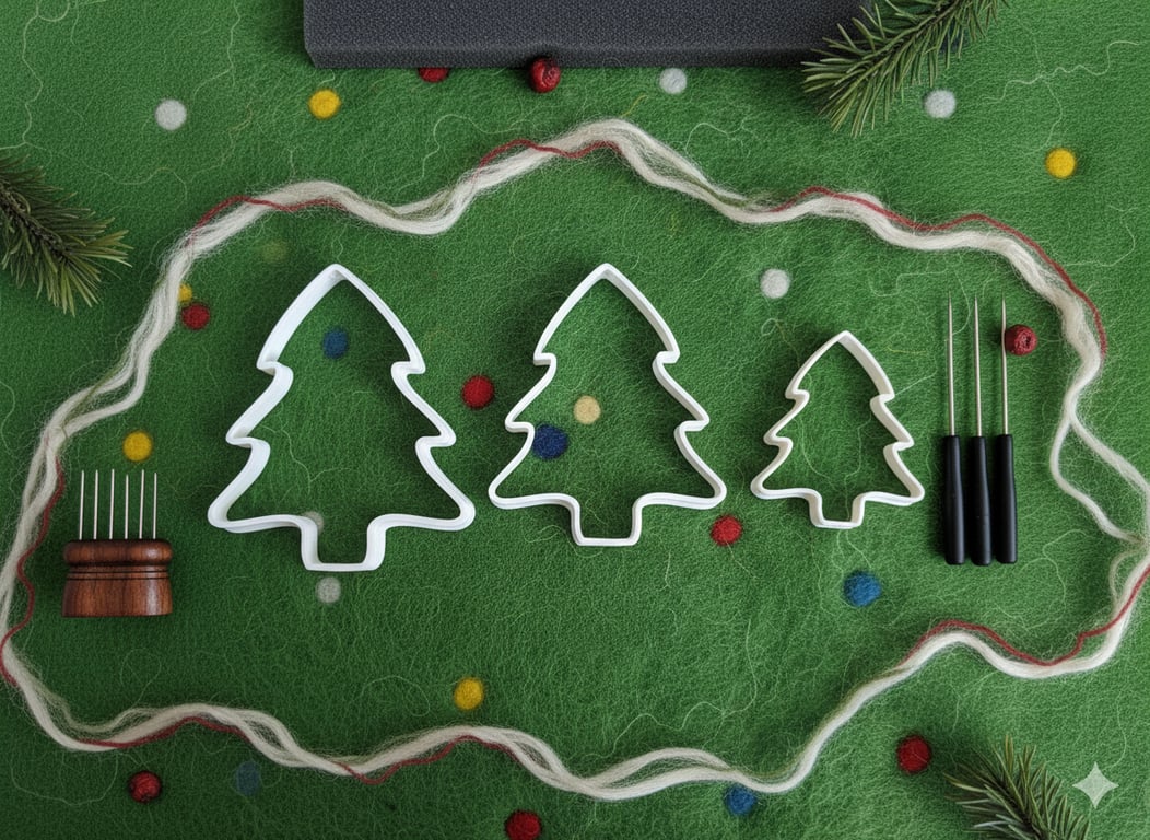 Sustainable Christmas Tree Needle Felting Template – 3D Printed & Biodegradable