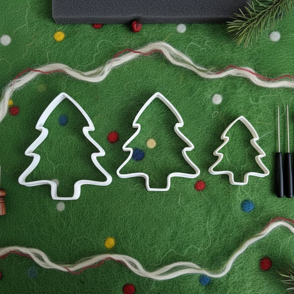 Sustainable Christmas Tree Needle Felting Template – 3D Printed & Biodegradable