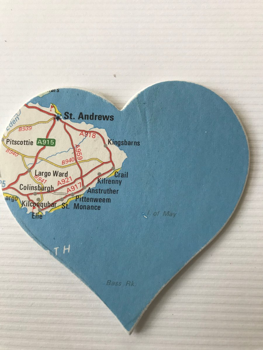 ST ANDREWS Vintage map art. 4” white frame. Scottish places. 