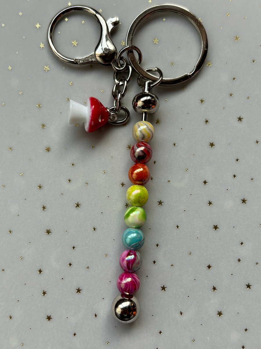 Beaded Key Chain Bag Charm 