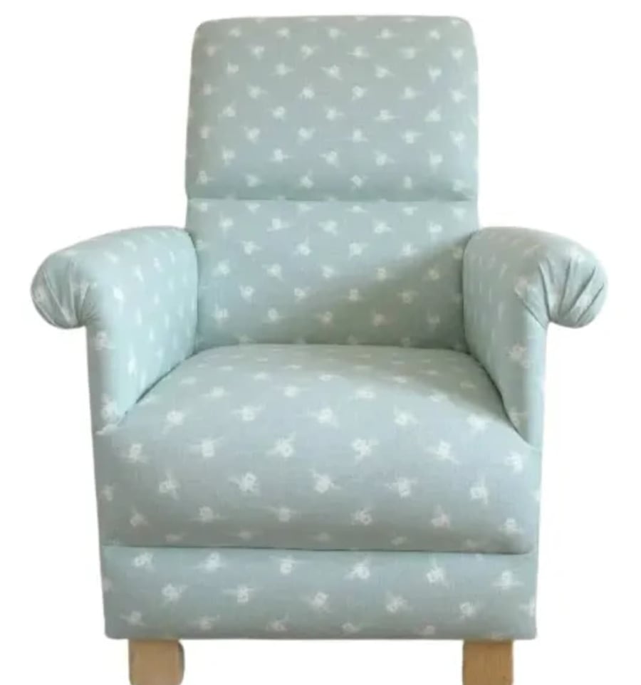 Kids Duck Egg Chair Children's Armchair Fryetts Bees Fabric Nursery Green Seat