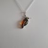 Amber Kingfisher Necklace. Bespoke, Sterling Silver, Gift for Her, Handmade
