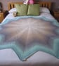 Large Green and Beige Throw, Hand Crocheted, Sofa Throw, Bed Throw, New Home  - Image 1