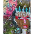 Outsider Art Portrait Painting Abstract Face Weird Eyes Unusual Surreal Artwork