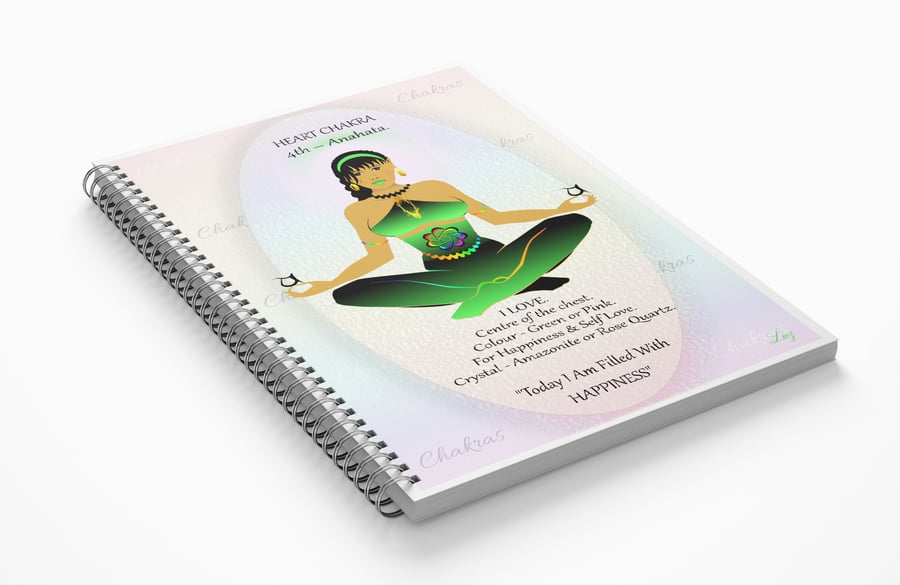 HEART CHAKRA - Green - Anahata. Notebook Gift Set. Affirmation, FREE Bookmark. 