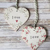 Hand Painted Wooden Heart Hanging Decoration 'Love'