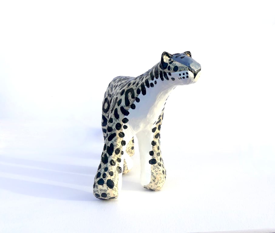 Paper Snow Leopard - Made To Order - joy gifts for adults nature inspired home