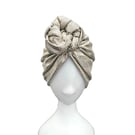 Metallic Front Knotted Turban Hat, Festival and Party Head Wrap Turban