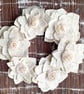 FABRIC CREAM FLORAL ROUND DECORATIVE WREATH