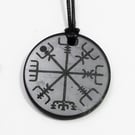 Shungite Viking Norse Compas Pendant Necklace - EMF Protection & Healing