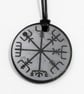 Shungite Viking Norse Compas Pendant Necklace - EMF Protection & Healing