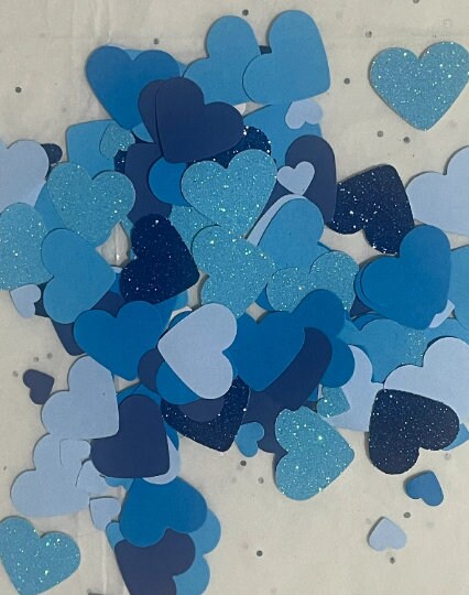 Blue Mixed Size Heart Confetti